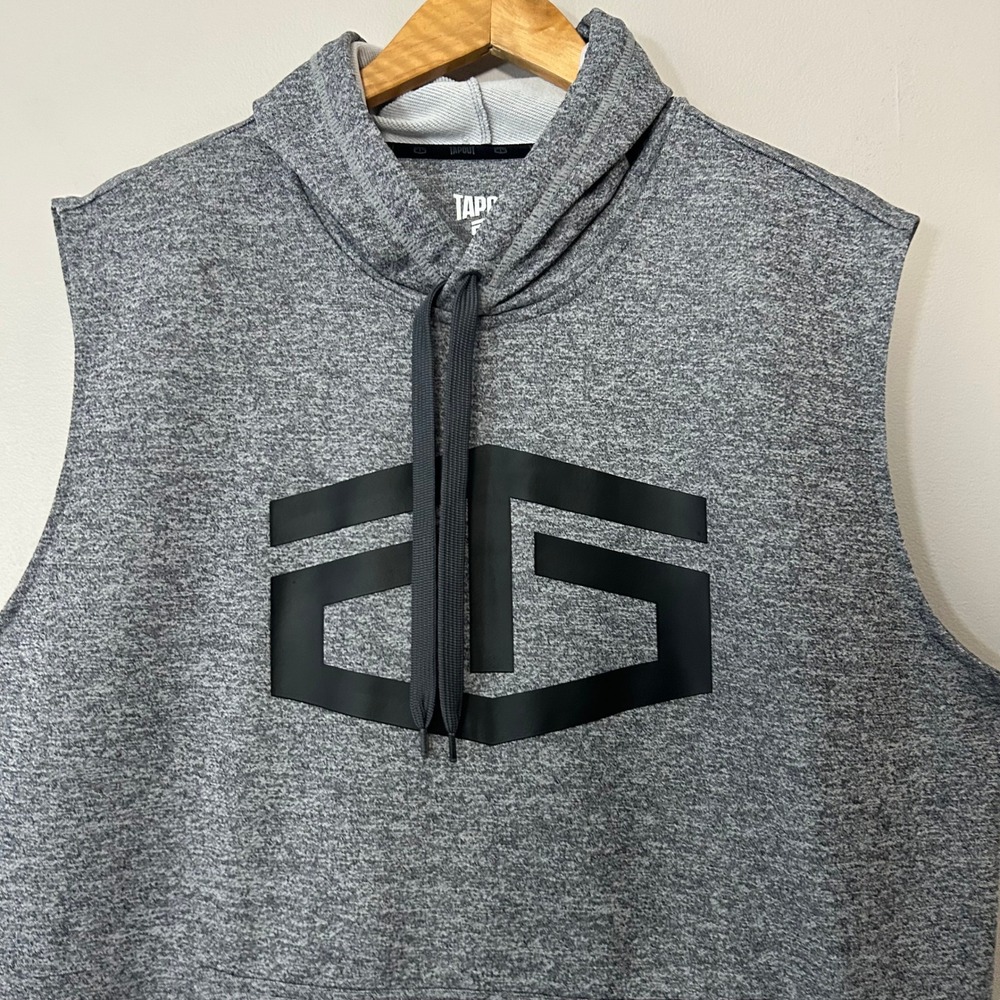 Tapout Hoodie Mens XXL Gray Sleeveless Pullover Sweatshirt Athletic Gym Workout